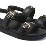 Madden Girl  Womens Sprittz Double Buckle Strap‎ Flat Sandals Black Size 7.5 NWT Photo 0