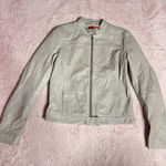 Hugo Boss  Leather Jacket Women's Size Small Beige Full Zip Top Biker Style READ Photo 0