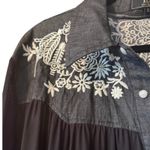 Lucky and Blessed Embroidered Western Style Maxi duster SHEER Poet Sleeve Black Size XL Photo 5