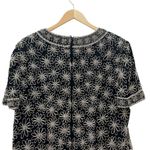 Papell Boutique  Evening Sz 1X Black Silk Beaded Short Sleeve Top Scallop Hem VTG Photo 7