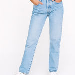EXPRESS  Light Blue Women's Straight Leg Jeans Photo 0