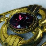 Pendant for Necklace Brass Gold Color Oval Center Stone Purple Color Aged Patina Photo 4