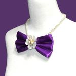 “Dainty Dapper”Elegant Purple Satin bowtie necklace with pearl design. Photo 7