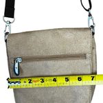 Travelon  Small Crossbody Bag Tan Mock Suede Pouch Purse Travel Green Compact Photo 10