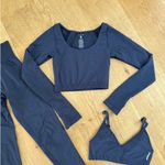 Second Left Workout Set Bralette Long Sleeve and Leggings Size XS Blueish Gray Blue Photo 2