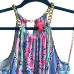 Lilly Pulitzer  Blue Pink Shell Print Bowan Halter Tank Top Chain Neck Size Small Photo 3