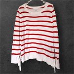 Liz Claiborne 100% Cotton Breathable Knit Striped Tie Sides Long Sleeve Pullover Photo 3