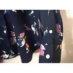 CHAPS  Womens Floral Print Button Down Shirt M Navy Blue Classic Preppy Feminine Photo 8