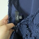 Lulus NEW!  Romance Language Navy Backless Lace overlay mini embroidered Dress S Photo 6