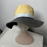 Permanent Vacation Two Tone Paper Woven Floppy Brim Hat One Size Black Photo 3