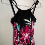 Maxine of Hollywood Tankini Top Black Pink Floral Photo 3
