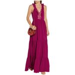 SALONI Suzi Berry‎ Crinkle Crepe Lace Maxi Dress Size 10 NWT Purple Photo 1