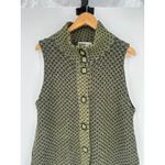 Habitat Box Button Front Sweater Vest Green Oversized Artsy Tunic Style Size L Photo 2