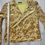 MOTF V Neck Long Sleeve Floral Velvet Burnout Top Size S Yellow Photo 3