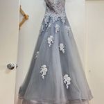 La Femme  26236 Floral Lace Tulle Skirt Gown Photo 1