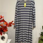 Ginger G  Navy and White Striped Long Sleeve Dress Photo 5