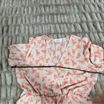 Kaileigh Size 2XL Coral Cream Floral Faux Wrap V-Neck Peplum Blouse Business Photo 6