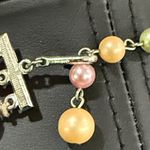 Vintage Mid Century Japan triple strand mint green, peach, pink beaded necklace Green Photo 4