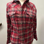 Jachs Girlfriend Jach’s Girlfriend Red Flannel Plaid Button-Up Shirt Photo 0