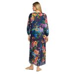 Johnny Was Ocean Dreamer Puff Sleeve Maxi Cover Up Silk Blend NEW Photo 2
