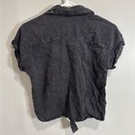 Sim & Sam  Black button down tie front cropped shirt medium casual Beachy Photo 7