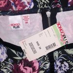 Bongo Plus NWT Size 3X Floral Print w/ Velvet Trim Long Sleeve Fit & Flare Dress Photo 7