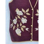Jaclyn Smith Vintage Sweater Vest Sz L Burgundy Shimmery Holiday Party Button Up Photo 5