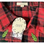 Oddi NEW Kira Red Black Buffalo Plaid Flannel Embroidered Shirt Dress Pockets S Photo 9