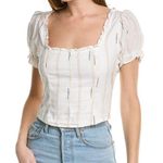 Free People  Serotonin Corset Top Cotton Peasant Cop Puff Sleeve White size medium  Photo 0