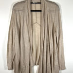 J Jill Size Small Linen Open Front Cardigan Sweater Tan Long Sleeve Casual Beach Photo 0