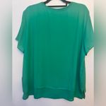 Hilary Radley  Green Boxy Short Sleeve Blouse Photo 2
