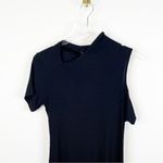 LNA NWT Zuki Rib Bodycon Asymmetrical Neck Mini Dress M Black Photo 3