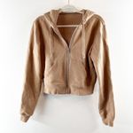 Alo Yoga Alo Routine Full Zip Cropped Hoodie Sweatshirt Toasted Almond Brown XS Photo 1