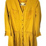 Maeve  Golden Mustard Yellow Tiered Marlie Mini Button Down Shirt Dress Size 0P Photo 0