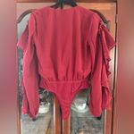 Skyler Rose Long Sleeve Wrap V Neck Ruffle Bodysuit Jumpsuit Sexy Drape Blouse Photo 7