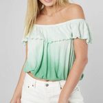 Free People Cora Lee Green and White Off the Shoulder Ombré Top, EUC, Medium Photo 0