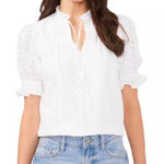 1. State  white cotton eyelet puff sleeve blouse small Photo 0