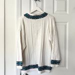 NAS North America Sweaters Deadstock White Green Lined V Neck Sweater Jumper OS Size M Photo 7