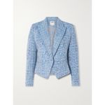 L'Agence Women's Chambray Blue Tweed Double Breasted Blazer Jacket Photo 2