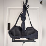 Tempt Me NWT  Front Tie Halter Bikini Top Women's Large Black Photo 1