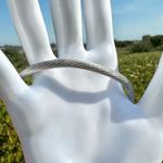 Textured sterling silver silver tone open cuff bracelet Photo 4