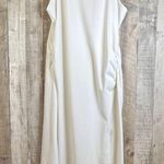 A New Day 1X Off White Sleeveless Maxi Dress with Ruched Sides & 17” Side Slit Photo 1