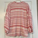 Lou & grey NWT Red Vastra Dobby Stripe Pullover V-neck Tunic Small Photo 2