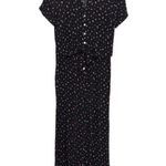 J.Jill Tie Front Floral Jumpsuit Short Sleeve Button Down Womens XSmall Black Photo 0