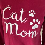 Cat Mom Graphic Burgundy Knit Sweatshirt Top‎ Kitty Lover Red Photo 1