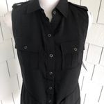 Haute Hippie  Women's Black Snap Button Pocket Sleeveless Shirt Dress sz XS Photo 3