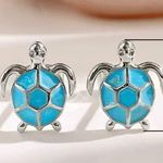 Sterling Silver 925  Sea Turtle Stud Earrings Photo 5