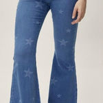 Nasty Gal  High Waist Flare Star‎ Print Jeans Patriotic Western Size 8 Festival Photo 0