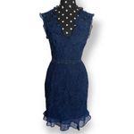 Cooper St. Womens Dress Size 4 Navy Blue Lace Sheath Deep V Photo 2