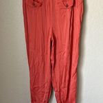 Anthropologie coral satin joggers Photo 8